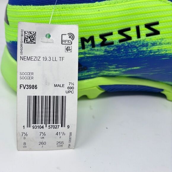 Adidas Nemeziz 19.3 LL TF Soccer Cleats Blue Green - Size 7.5 - New with Tags - Picture 8 of 9